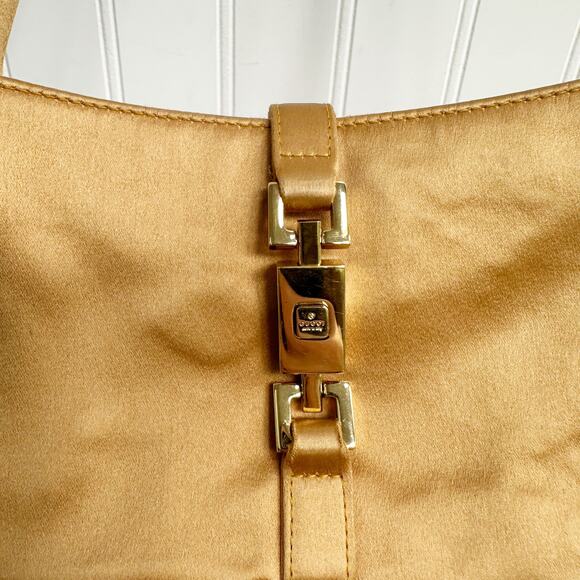 Gucci Jackie 1961 Gold Camel Silk Mini Hobo Shoulder Bag Vintage Evening Handbag - Picture 2 of 9
